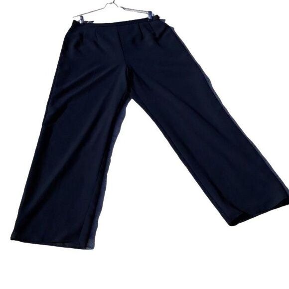 Vtg 90's R&K Evening Dress Pants Formal Sheer Wide Flowy Straight Leg Blk Sz 16 - Picture 1 of 8